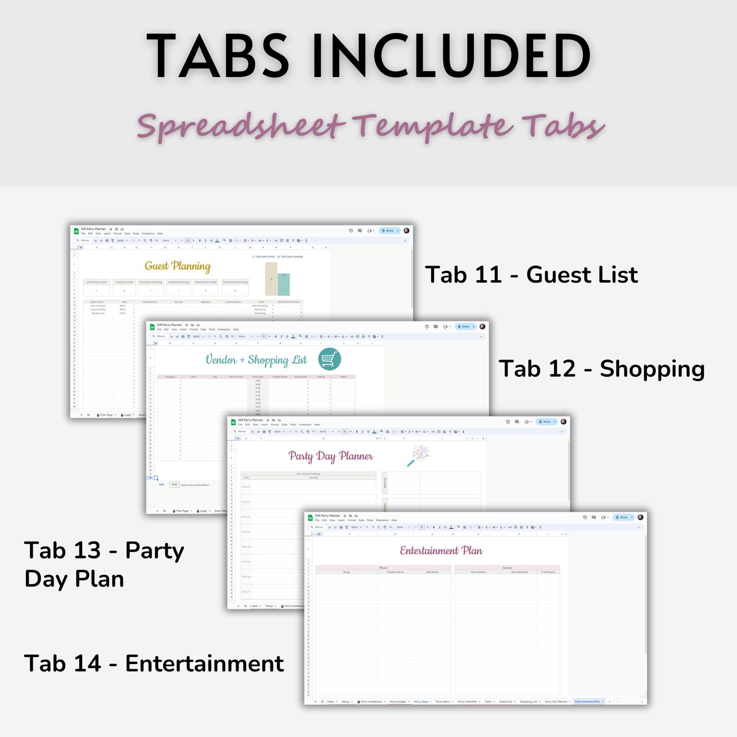 Party Planner Spreadsheet Template