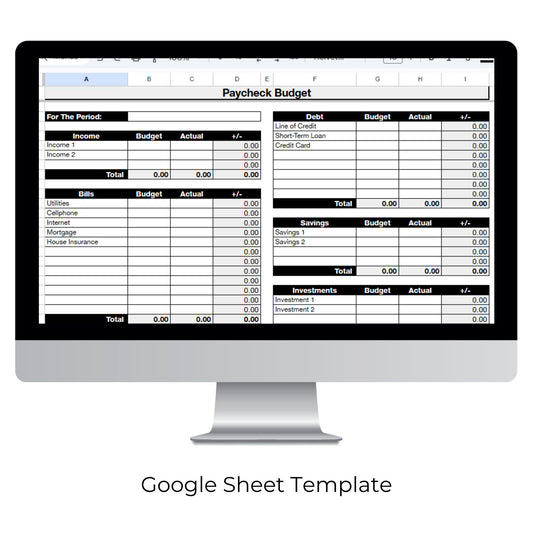 Simple Paycheck Budget Spreadsheet Template