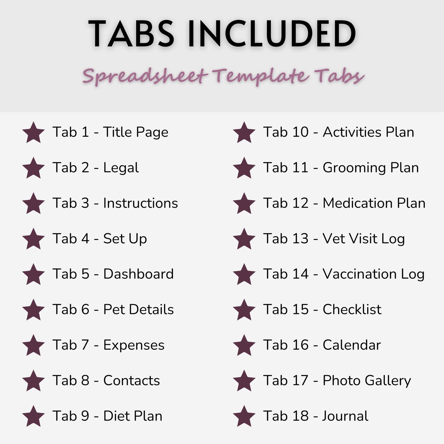 Ultimate Pet Care Planner Spreadsheet Template