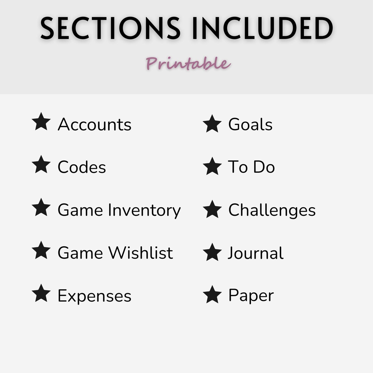 Gaming Journal and Tracker - Printable