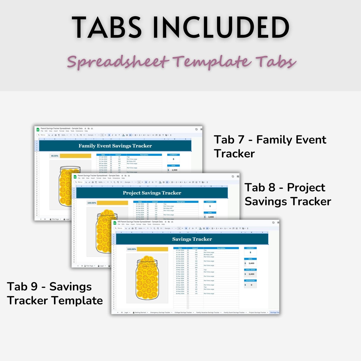 Parent Savings Tracker Spreadsheet Template