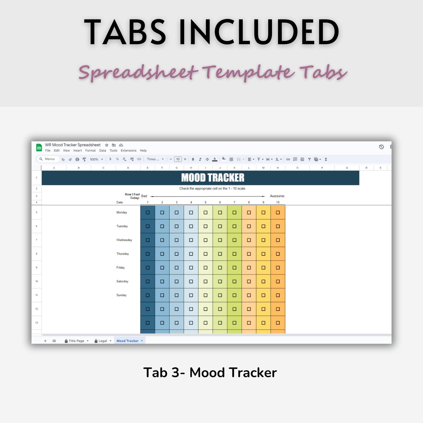 Simple Mood Tracker Spreadsheet