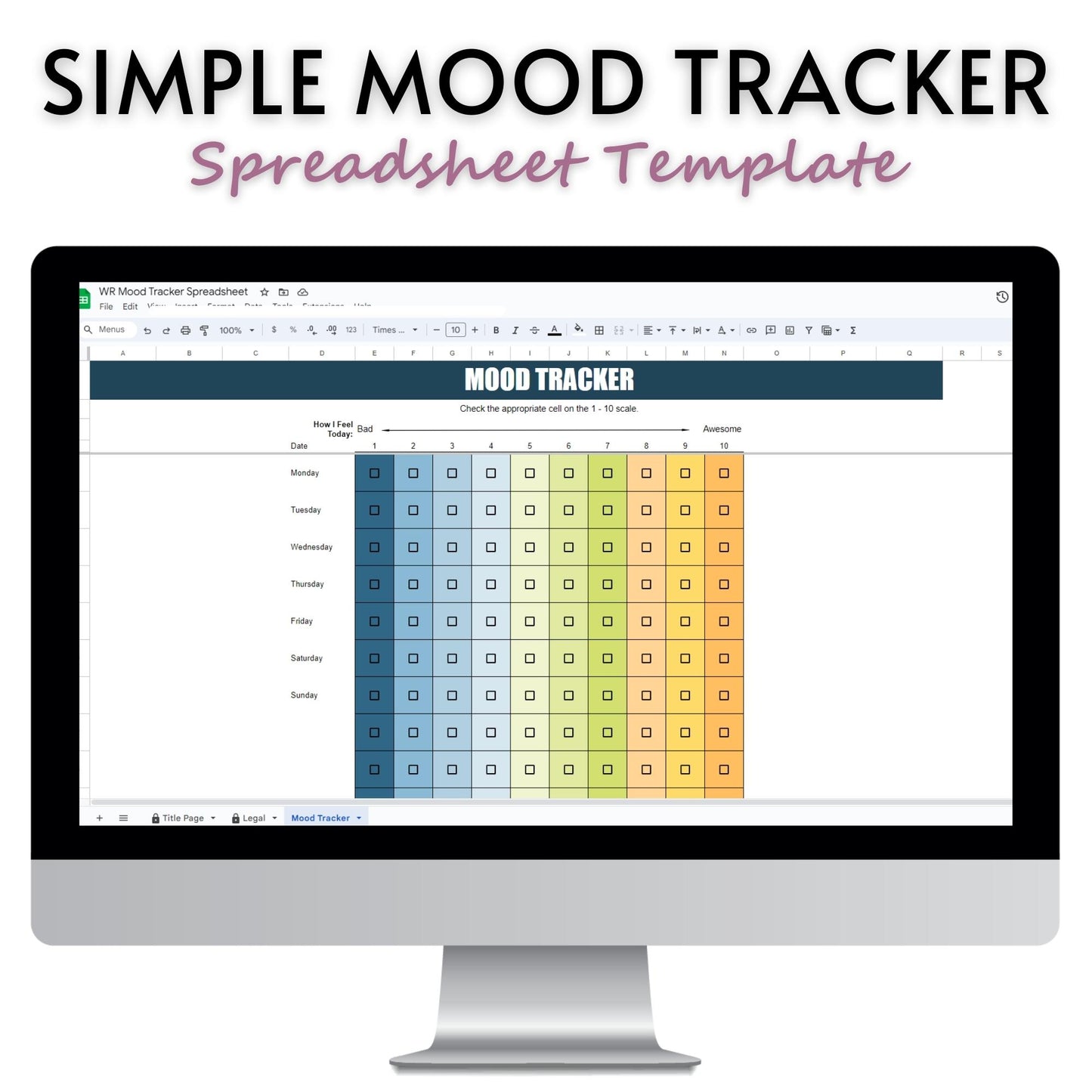 Simple Mood Tracker Spreadsheet