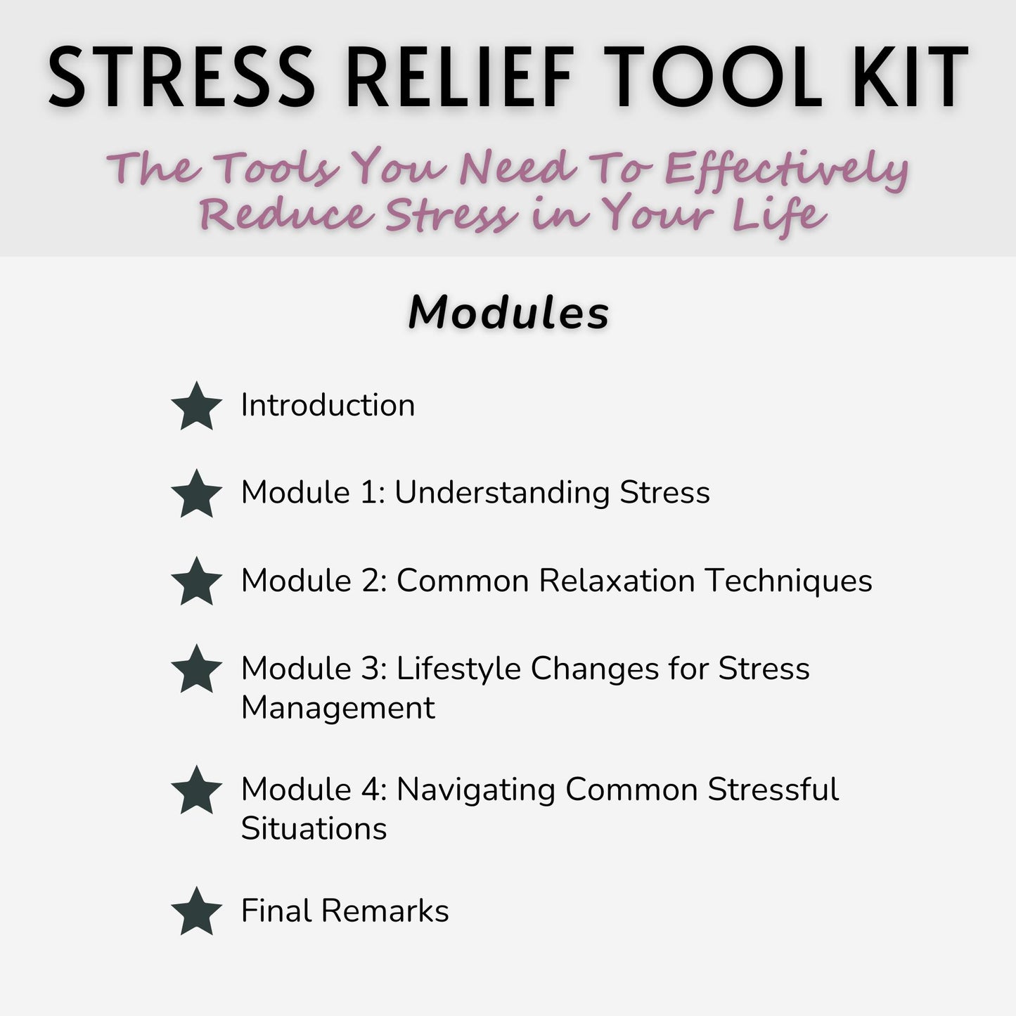 The Stress Relief Tool Kit: The Tools You Need To Effectively Reduce Stress in Your Life