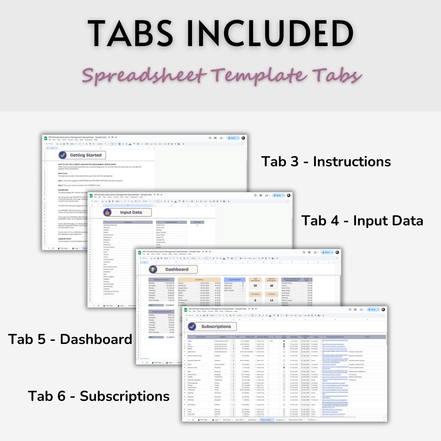 Ultimate Subscription Management Spreadsheet Template