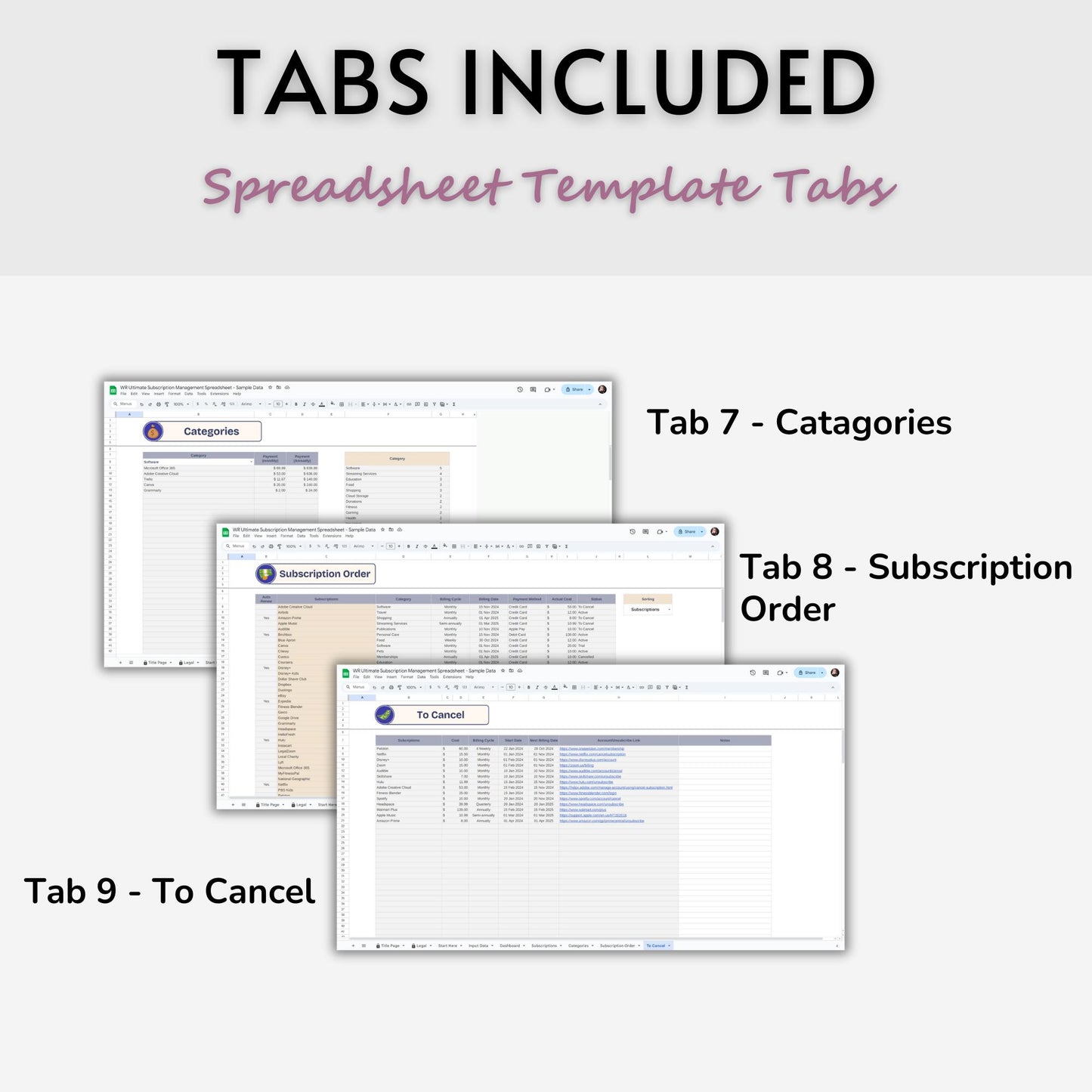 Ultimate Subscription Management Spreadsheet Template