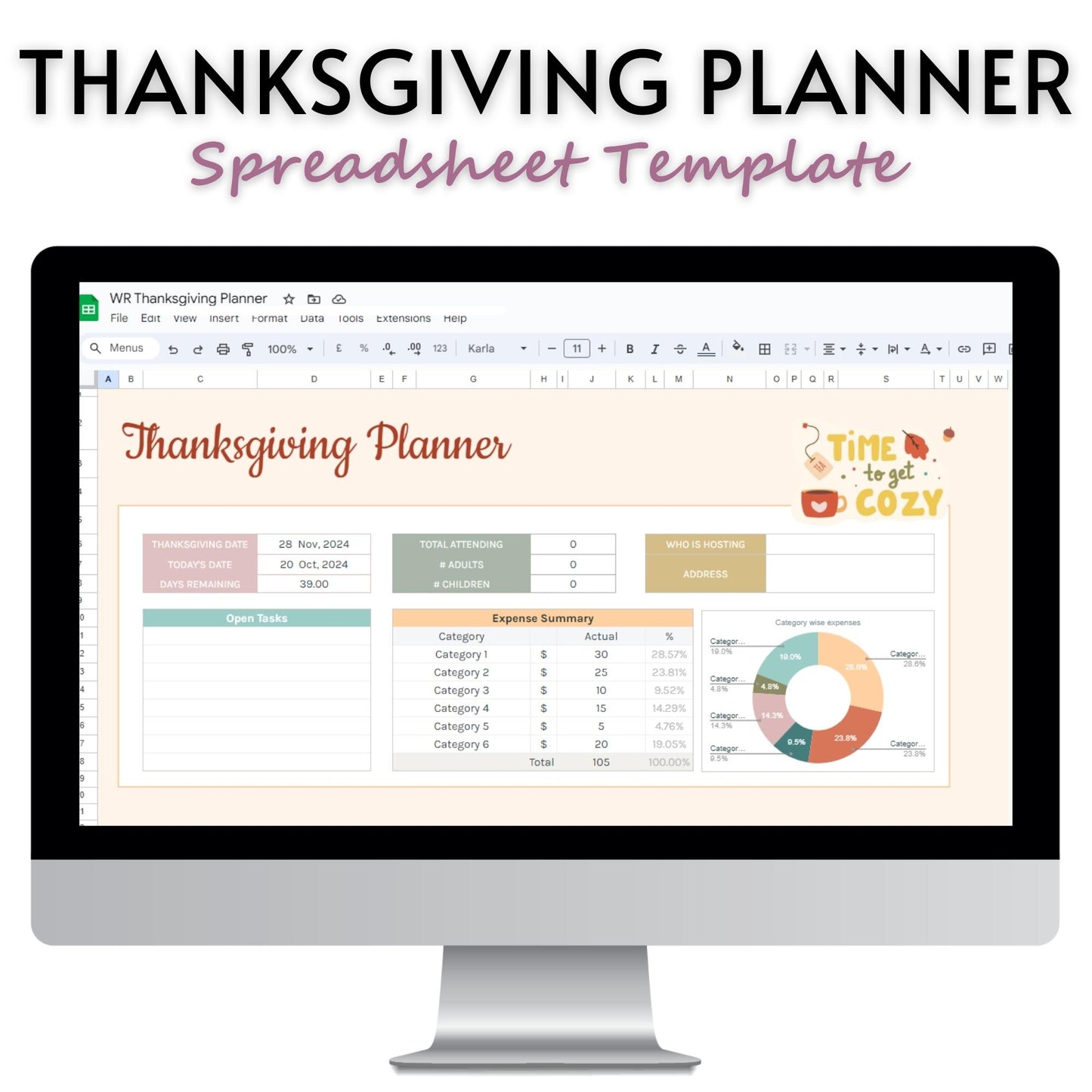 Thanksgiving Planner Spreadsheet Template