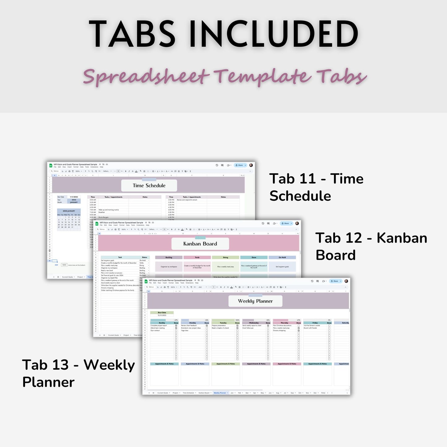 Vision and Goals Planner Spreadsheet Template