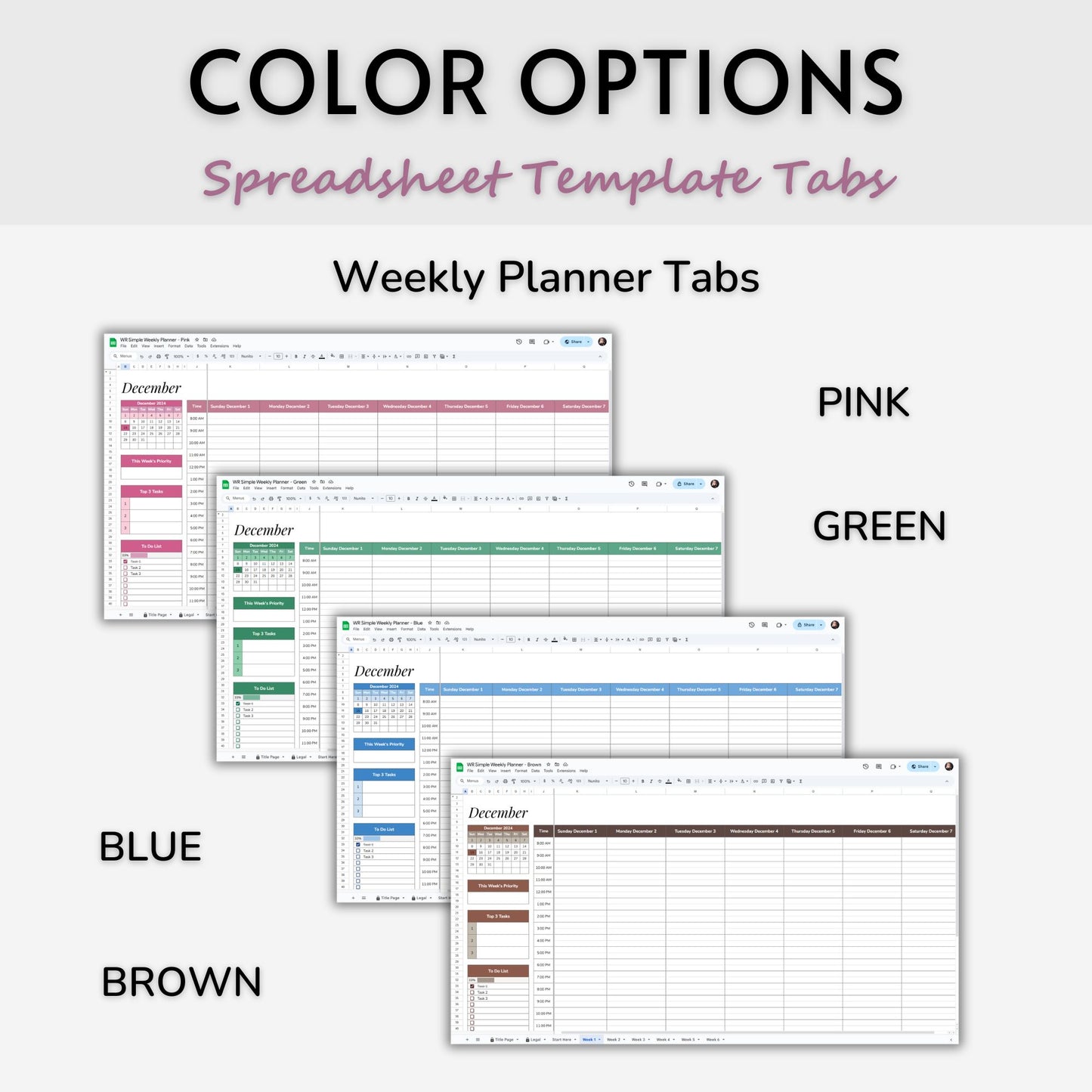 Simple Weekly Planner Spreadsheet Template