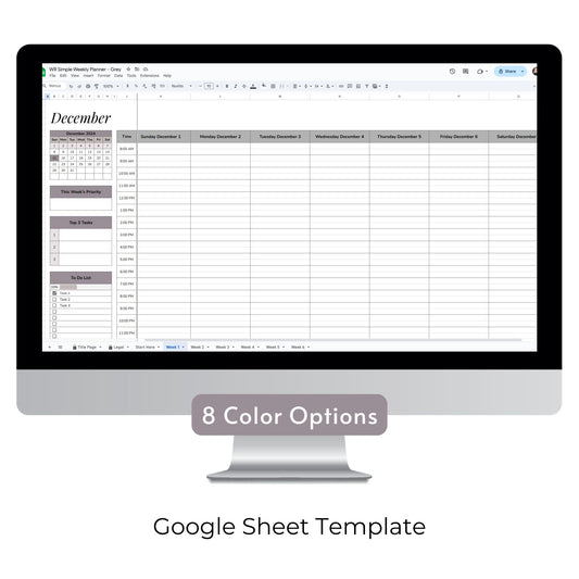 Simple Weekly Planner Spreadsheet Template